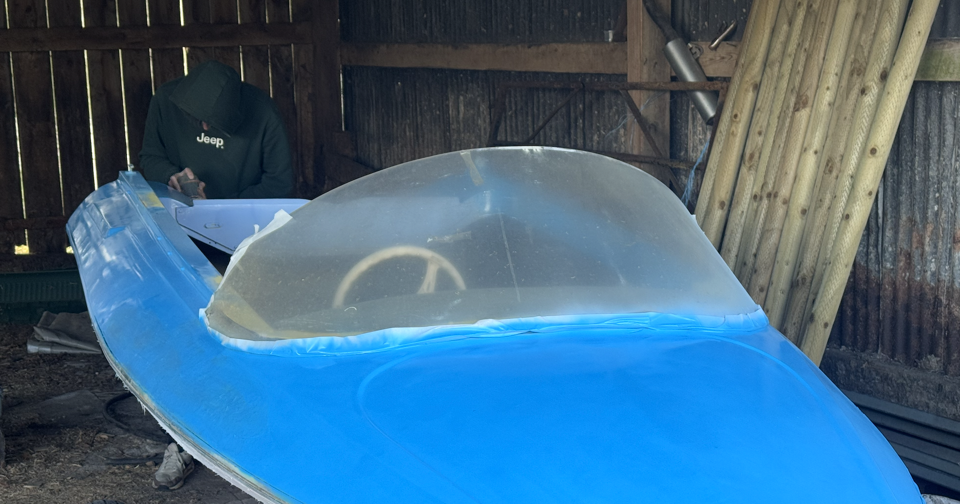 2026 Speedboat Summer Workshop Project in the workshop at Hexham