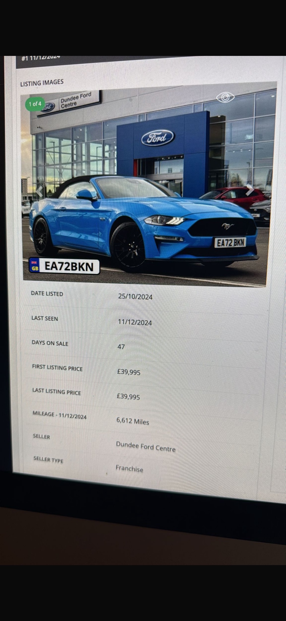 2022 Ford Mustang appraised in Tyne Valley