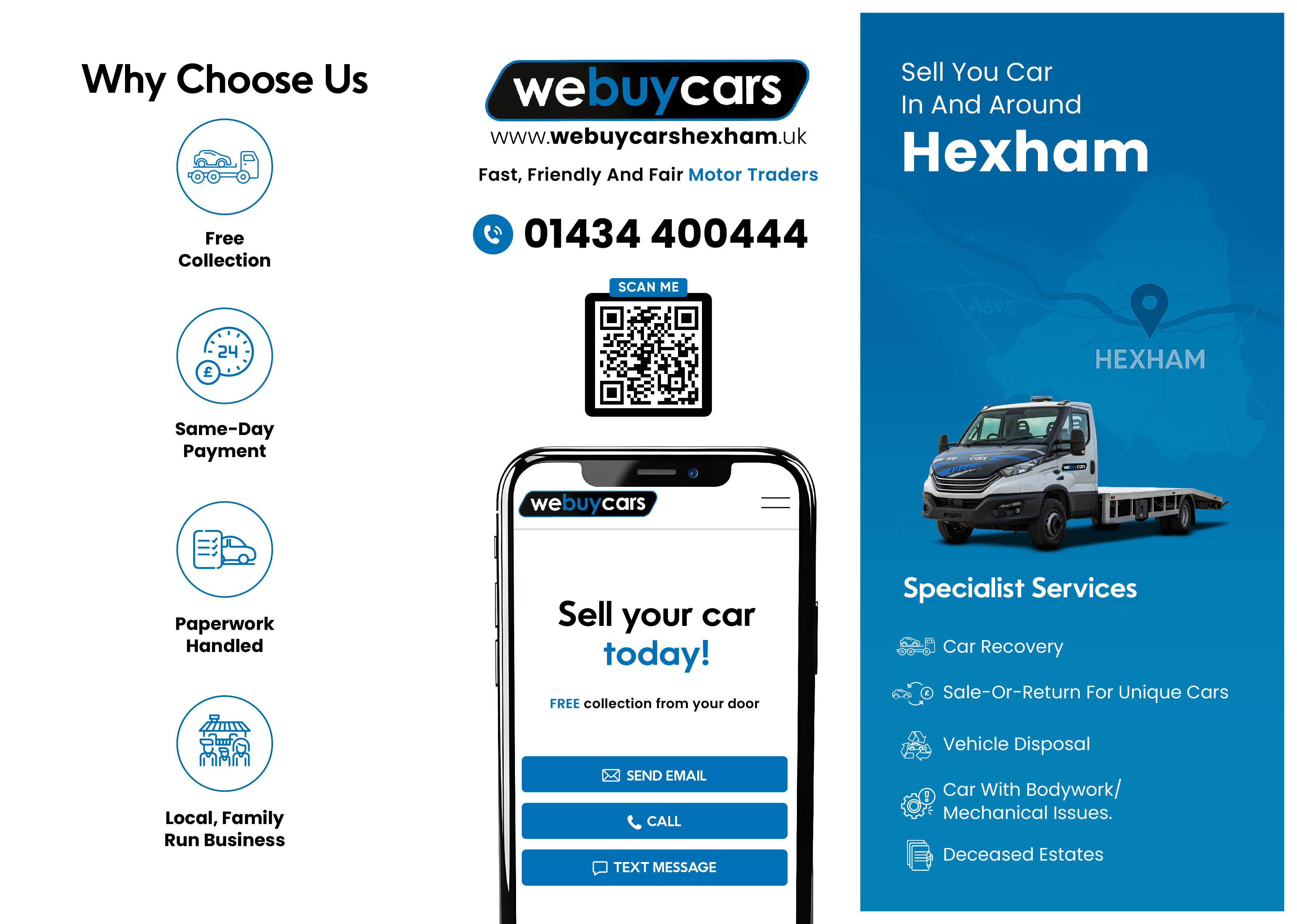 Leaflet & Table Talker Designs - We Buy Cars Hexham - Deceased estates