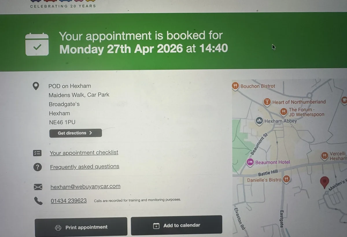 2006 Volvo XC70 appraised in Hexham (NE46 1PU - WBAC branch)