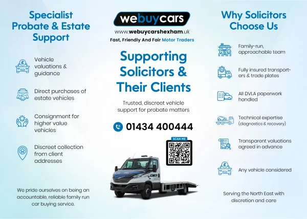 Leaflet & Table Talker Designs - We Buy Cars Hexham - Deceased estates - Image 2