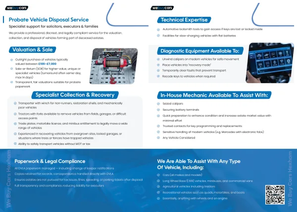 Leaflet & Table Talker Designs - We Buy Cars Hexham - Deceased estates - Image 3